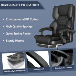 Onemill Executive Ergonomic Office Chair With Footrest And Lumbar Support-Black - thumbnail 5