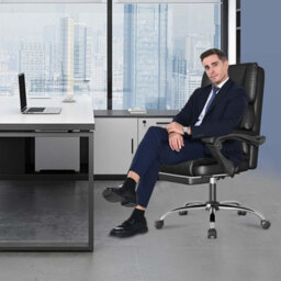 Onemill Executive Ergonomic Office Chair With Footrest And Lumbar Support-Black - thumbnail 4