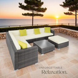 Tectake Garden Furniture Set Marbella - 7 Seater Outdoor Corner Sofa, Table, Thick Cushions  - Grey - thumbnail 8