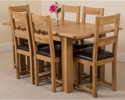 That's Furniture Hampton 120Cm - 160Cm Oak Extending Dining Table And 6 Chairs Dining Set With Lincoln Chairs - image 1