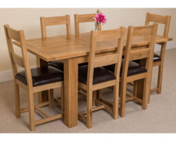 That's Furniture Hampton 120Cm - 160Cm Oak Extending Dining Table And 6 Chairs Dining Set With Lincoln Chairs - thumbnail 3