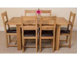 That's Furniture Hampton 120Cm - 160Cm Oak Extending Dining Table And 6 Chairs Dining Set With Lincoln Chairs - thumbnail 2