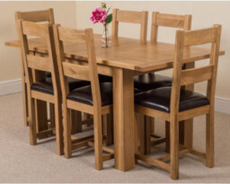 That's Furniture Hampton 120Cm - 160Cm Oak Extending Dining Table And 6 Chairs Dining Set With Lincoln Chairs - thumbnail 1