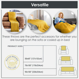 "Emma Barclay Honeycomb Throw Over Blanket 90"" X 100"" Ochre" - thumbnail 4