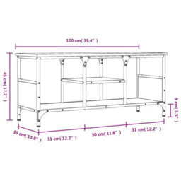 Berkfield Industrial Tv Cabinet Smoked Oak 100X35X45 Cm Engineered Wood&iron - thumbnail 9