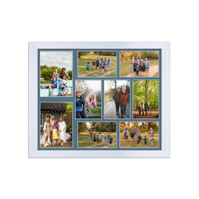 AK Frames 20X16 White Classic Multi Photo Frame With Pompadour Mount - Holds 9 Apertures (2X) 7X5, (7X) 6X4 Photos - image 1