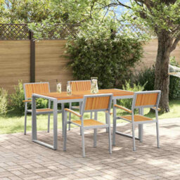 Berkfield Garden Dining Set 5 Pcs Grey And Brown 160 X 80 X 75 Cm