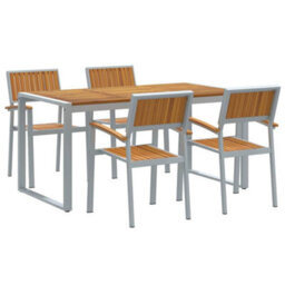 Berkfield Garden Dining Set 5 Pcs Grey And Brown 160 X 80 X 75 Cm - thumbnail 2