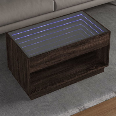 Berkfield Coffee Table With Infinity Led Brown Oak 90X50X50 Cm - image 1