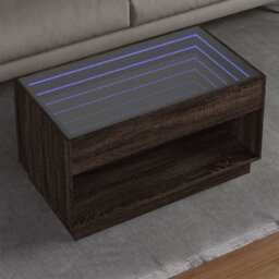 Berkfield Coffee Table With Infinity Led Brown Oak 90X50X50 Cm - thumbnail 1