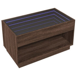 Berkfield Coffee Table With Infinity Led Brown Oak 90X50X50 Cm - thumbnail 5