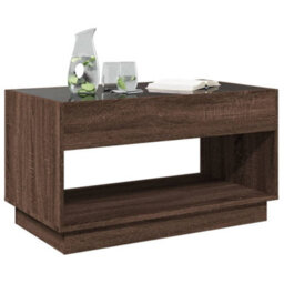 Berkfield Coffee Table With Infinity Led Brown Oak 90X50X50 Cm - thumbnail 4