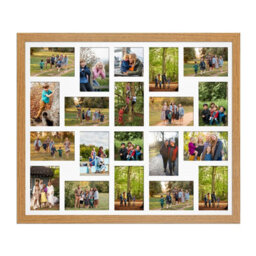 AK Frames 80X70Cm Oak Modern Multi Photo Frame With White Mount - Holds 20 Apertures (18X) 6X4, (2X) 4X4 Photos - thumbnail 1
