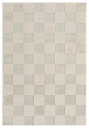 Vellure Modern Indoor Living Room Area Rug Embossed Metallic Sheen Grid Design Cream 120X170 Cm - thumbnail 2