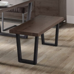 Oakham Premium Kingsley Wooden Bench In Dark Oak With Gunmetal Frame - thumbnail 2