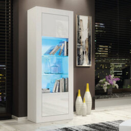 Illume Display Cabinet 170Cm White With High Gloss Doors And Led Lighting - Creative Furniture - thumbnail 5