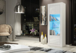 Illume Display Cabinet 170Cm White With High Gloss Doors And Led Lighting - Creative Furniture - thumbnail 2