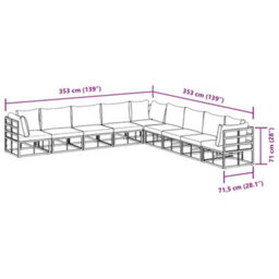 Berkfield Garden Sofa Set With Cushion 9 Pcs Black Aluminium - thumbnail 9