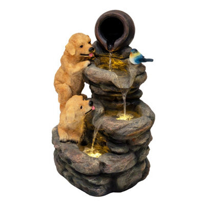 MonsterShop Outdoor Water Feature Garden Fountain Led Plug-In Pump Canine Creek - image 1