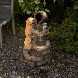 MonsterShop Outdoor Water Feature Garden Fountain Led Plug-In Pump Canine Creek - thumbnail 4