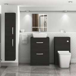 Royal Bathrooms 600mm Floor Standing Vanity Unit 2 Drawer Hale Black & Countertop Basin - Cube - thumbnail 2