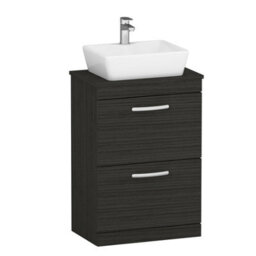 Royal Bathrooms 600mm Floor Standing Vanity Unit 2 Drawer Hale Black & Countertop Basin - Cube - thumbnail 4