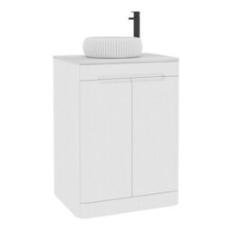 Royal Bathrooms Venice 600mm Gloss White Freestanding Bathroom Countertop Vanity Unit 2 Door With Milan Basin - thumbnail 7