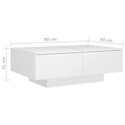 Vidaxl Coffee Table White 90X60X31 Cm Engineered Wood Coffee Tables - thumbnail 3