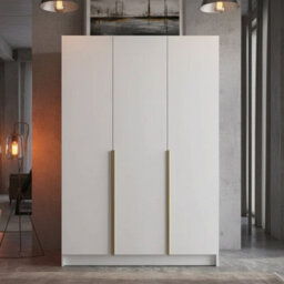 Calia I Three Door Wardrobe With Silent Closing System White With Gold - thumbnail 2