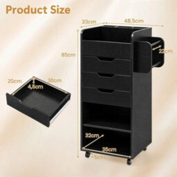 Mobile Cabinet Craft Utility Cart With 3 Drawers 2 Open Shelves & 2 Dowel Rods - thumbnail 2