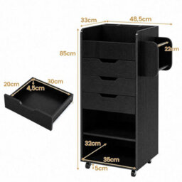 Mobile Cabinet Craft Utility Cart With 3 Drawers 2 Open Shelves & 2 Dowel Rods - thumbnail 4