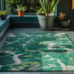 Palm Green Wool Handmade Luxurious Modern Easy To Clean Natureprint Dining Room Bedroom And Living Room Rug-120Cm X 170Cm - thumbnail 1