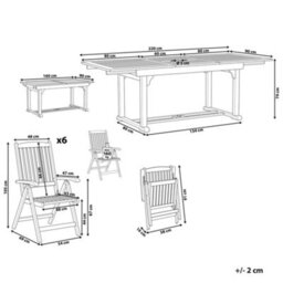 Beliani Garden Dining Set 6 Seater Amantea Acacia Wood Dark Brown - thumbnail 3