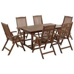Beliani Garden Dining Set 6 Seater Amantea Acacia Wood Dark Brown - thumbnail 4