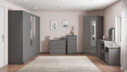 Seconique Nevada Mirrored 2 Door 1 Drawer Wardrobe In 3D Effect Grey Finish - thumbnail 8