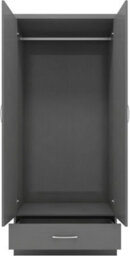 Seconique Nevada Mirrored 2 Door 1 Drawer Wardrobe In 3D Effect Grey Finish - thumbnail 4