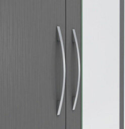 Seconique Nevada Mirrored 2 Door 1 Drawer Wardrobe In 3D Effect Grey Finish - thumbnail 3