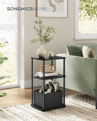LEDREM Home Side Table, Bedside Table, End Table With 3 Storage Shelves, Fabric Basket, For Bedroom, Living Room - image 1