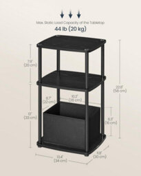 LEDREM Home Side Table, Bedside Table, End Table With 3 Storage Shelves, Fabric Basket, For Bedroom, Living Room - thumbnail 3