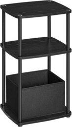 LEDREM Home Side Table, Bedside Table, End Table With 3 Storage Shelves, Fabric Basket, For Bedroom, Living Room - thumbnail 2