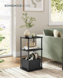 Songmics Home Side Table, Bedside Table, End Table With 3 Storage Shelves, Fabric Basket, For Bedroom, Living Room