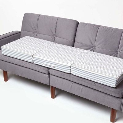 Homescapes Grey Stripe Cotton Orthopaedic Foam 3 Seater Booster Cushion - image 1