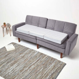 Homescapes Grey Stripe Cotton Orthopaedic Foam 3 Seater Booster Cushion - thumbnail 5