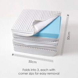 Homescapes Grey Stripe Cotton Orthopaedic Foam 3 Seater Booster Cushion - thumbnail 2