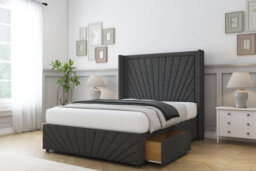 "Sloomy Rutherford Graphite Dumfries Divan Bed Set No Drawers With 54"" Wingback & 12"" Footboard 4'6 Double" - thumbnail 3