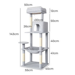 Skylos 143Cm Cat Tree Multilevel Scratching Post Plush Climbing Tower - thumbnail 9