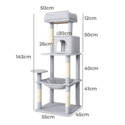 Skylos 143Cm Cat Tree Multilevel Scratching Post Plush Climbing Tower - thumbnail 4