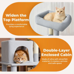 Skylos 143Cm Cat Tree Multilevel Scratching Post Plush Climbing Tower - thumbnail 5