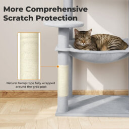 Skylos 143Cm Cat Tree Multilevel Scratching Post Plush Climbing Tower - thumbnail 6
