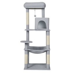 Skylos 143Cm Cat Tree Multilevel Scratching Post Plush Climbing Tower - thumbnail 3